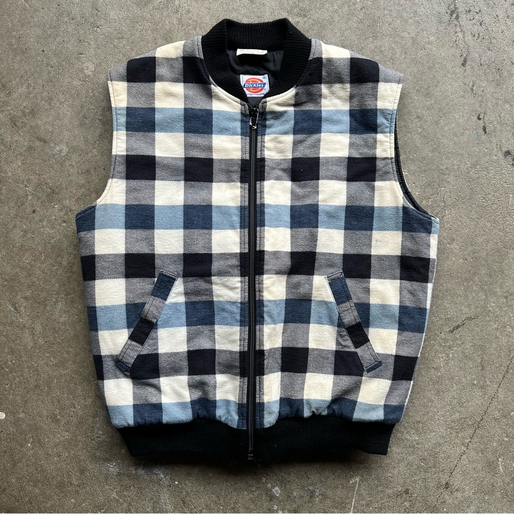 Y2K Dickies Blue + White Plaid Vest